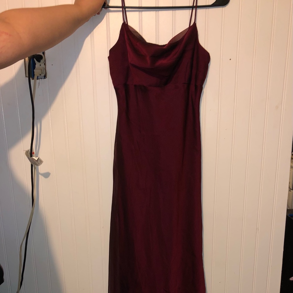 Vintage maroon silk and mesh nightway collections dress